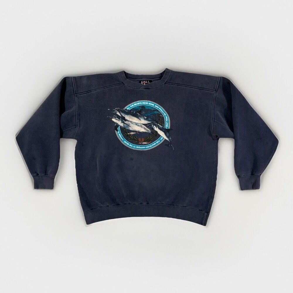 Vintage 90’s Galt Crew Endangered Dolphins Crewneck Pullover Sweatshirt XL Blue